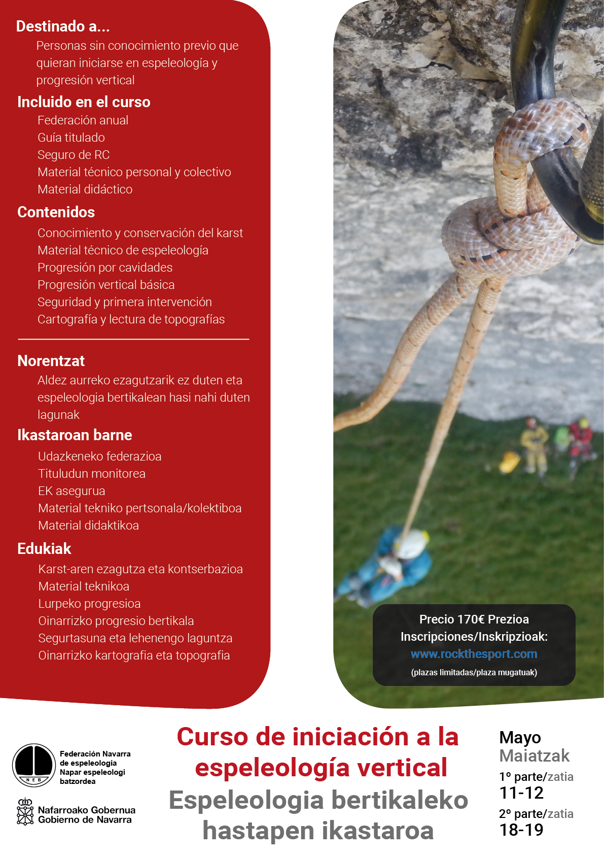 Inscripciones Curso de iniciaci&oacute;n a la espeleolog&iacute;a vertical